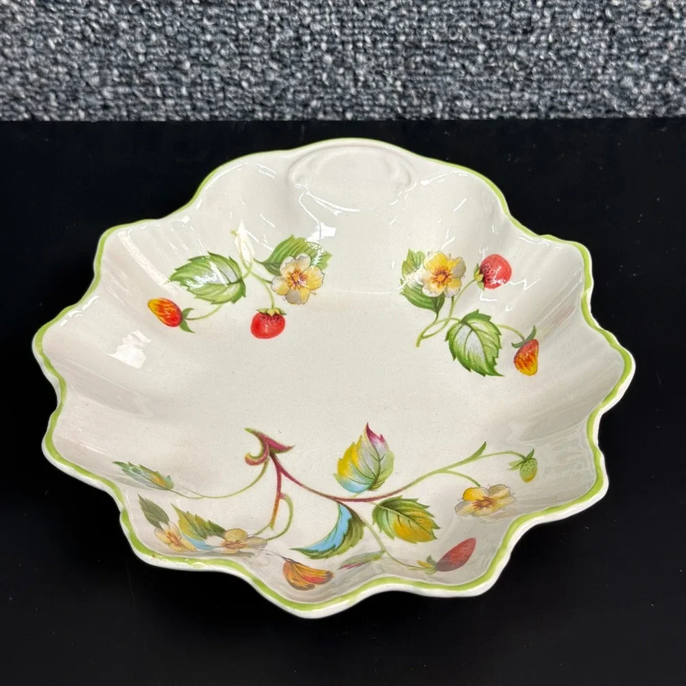 James Kent Old Foley Strawberry Butterfly Scalloped Bowl Staffordshire England